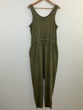 Olive Green Sleeveless Cotton Jumpsuit